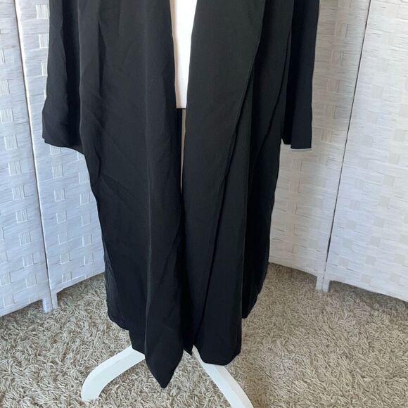 NWT Eileen Fisher Silk Georgette Crepe Trench Coat Women’s Medium Black - Picture 2 of 16
